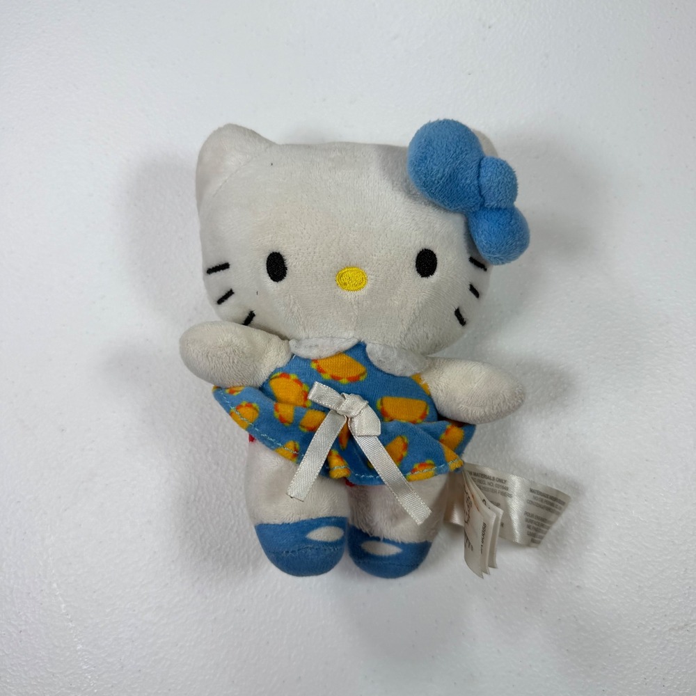 Sanrio Hello Kitty Plush Toy Kids 6in White Good Blue Dress Fiesta Collectible